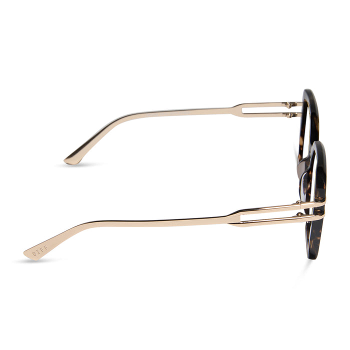 diff eyewear dasha square oversized glasses with a espresso tortoise and gold frame side view