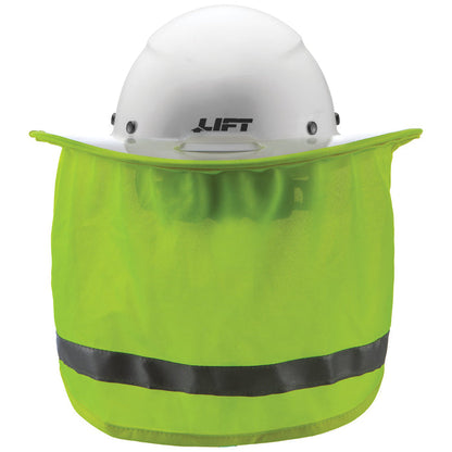 Back view of the Lift Safety DAX cap style hard hat sunshade in hi-vis lime
