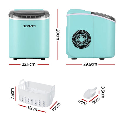 Devanti 12kg Ice Maker Machine w/Self Cleaning Green - Devanti