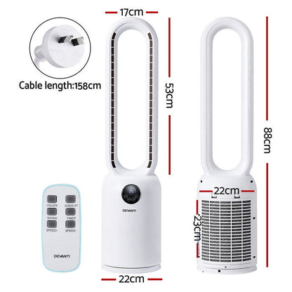 Devanti 2in1 Bladeless Fan Air Purification W/ Remote 88cm - Devanti