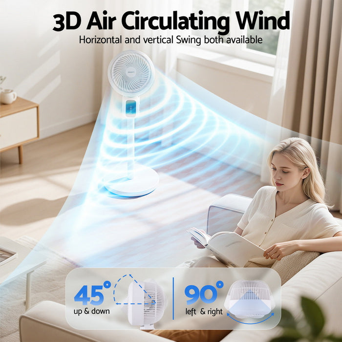 Devanti Pedestal Fan W/ Remote 3 Speed 12H Timer Height Adjustable Cooling Fan - Devanti