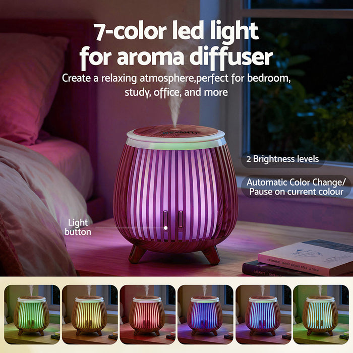 Devanti Ultrasonic Aroma Diffuser Aromatherapy 140ml LED Lights Iron Humidifier Forest Deep Wood - Devanti