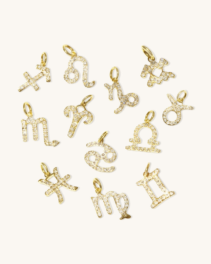 Diamond Zodiac Charm 14K Gold