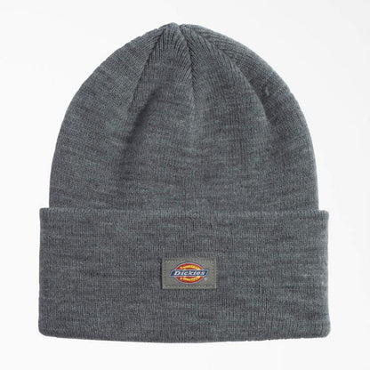 Dickies Logo Patch Tall Cuffed Acrylic Beanie Hats & Caps Dickies Heather Grey OS