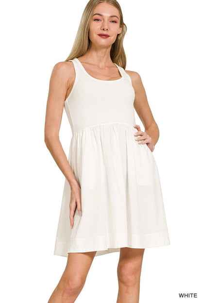 Easy Everyday Knit Woven Pocket Dress