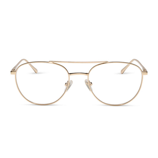 diff eyewear emerson aviator glasses with a gold metal frame front view