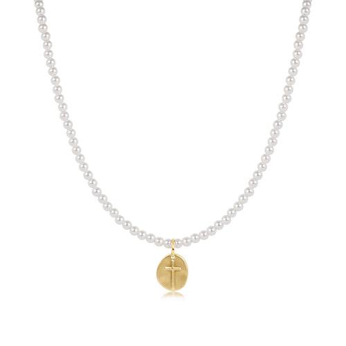 Enewton - 15in Choker Classic Pearl 3mm Bead - Inspire Small Gold Charm - Findlay Rowe Designs
