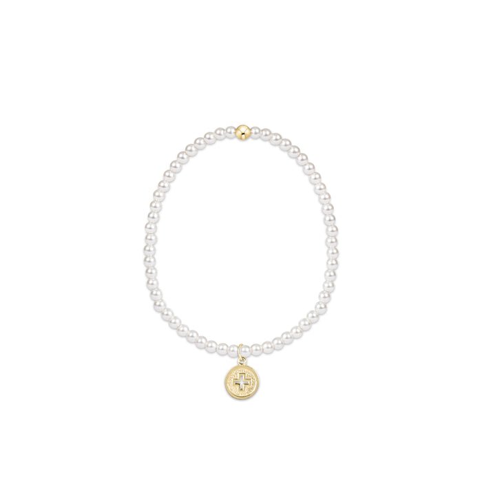 Enewton - Classic Pearl 3mm Bead Bracelet - Signature Cross Gold Disc - Findlay Rowe Designs