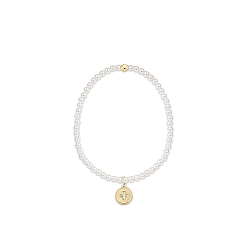Enewton - Classic Pearl 3mm Bead Bracelet - Signature Cross Gold Disc - Findlay Rowe Designs
