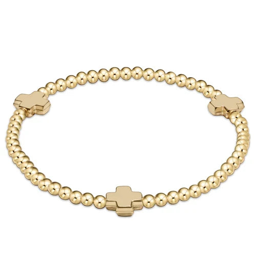Enewton - Egirl Signature Cross Gold Pattern 3mm Bead Bracelet- Gold - Findlay Rowe Designs