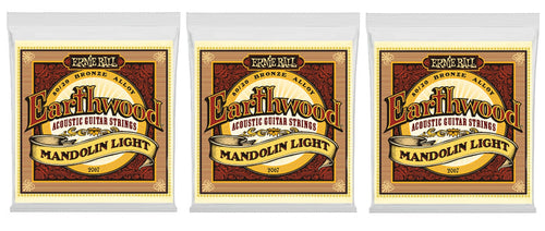 Ernie Ball 2067 Earthwood Mandolin Strings Light Bronze Loop End 9-34 (3-Pack)