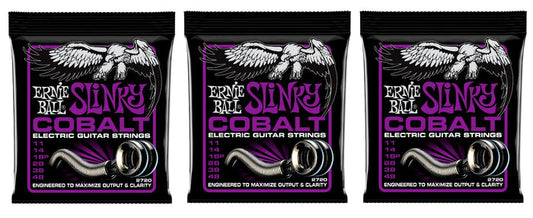 Ernie Ball 2720 Cobalt Power Slinky Electric Guitar Strings 11-48 (3-Pack)
