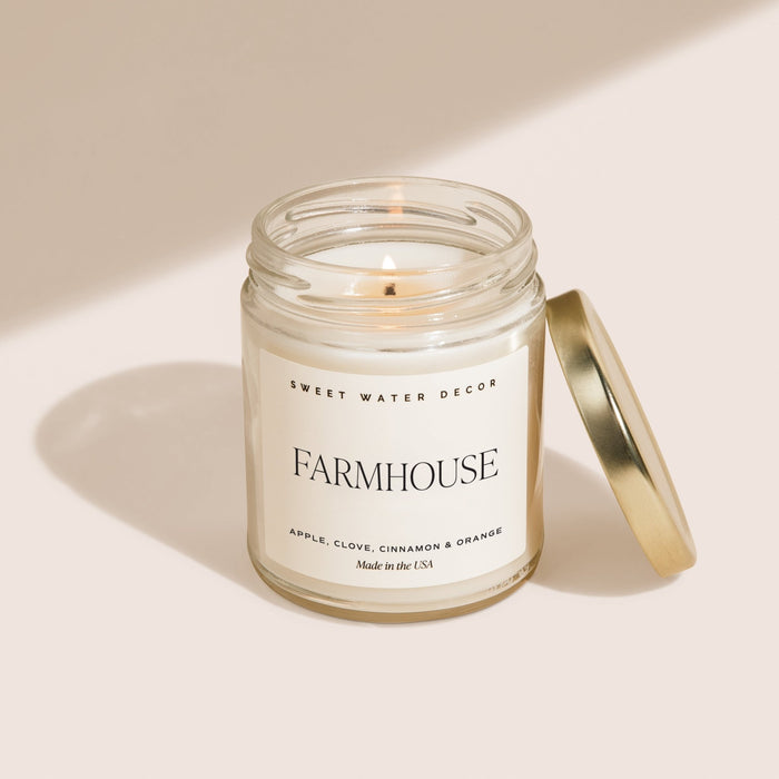 Farmhouse Soy Candle - Clear Jar - 9 oz - Sweet Water Decor - Candles