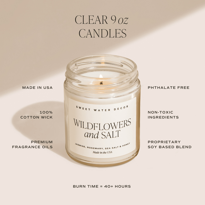 Farmhouse Soy Candle - Clear Jar - 9 oz - Sweet Water Decor - Candles