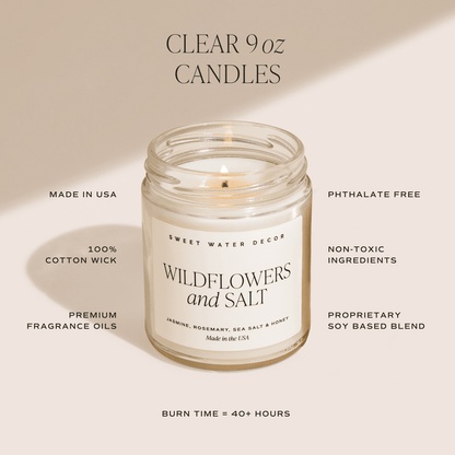 Farmhouse Soy Candle - Clear Jar - 9 oz - Sweet Water Decor - Candles