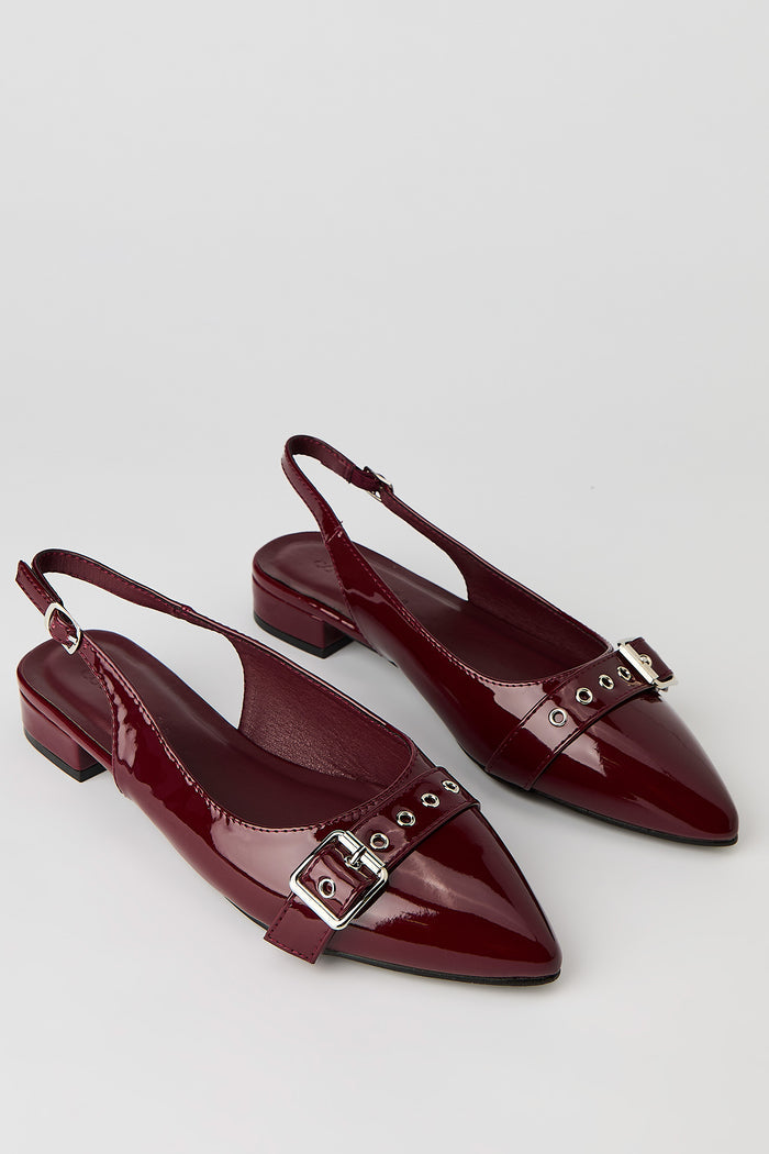 Faux Leather Mid Heel Sandal