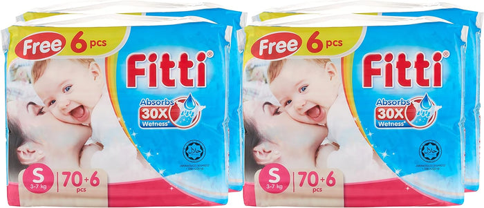 FITTI Jumbo Tape Diapers S 70+6 ct Pack Of 4, 304 count