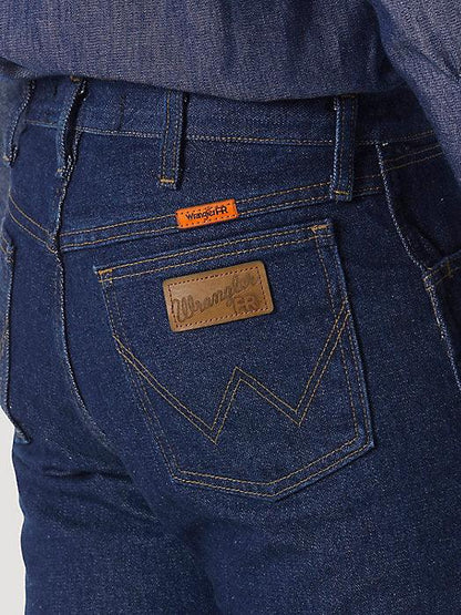 Prewash Wrangler FR flame resistant denim jean, further alternate view of the leg