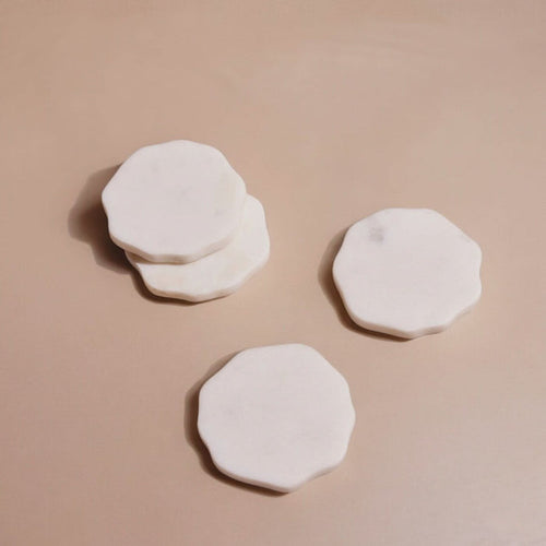 Flor Marble Coasters (Set of Four) - handcrafted marble dining table - Cultheir