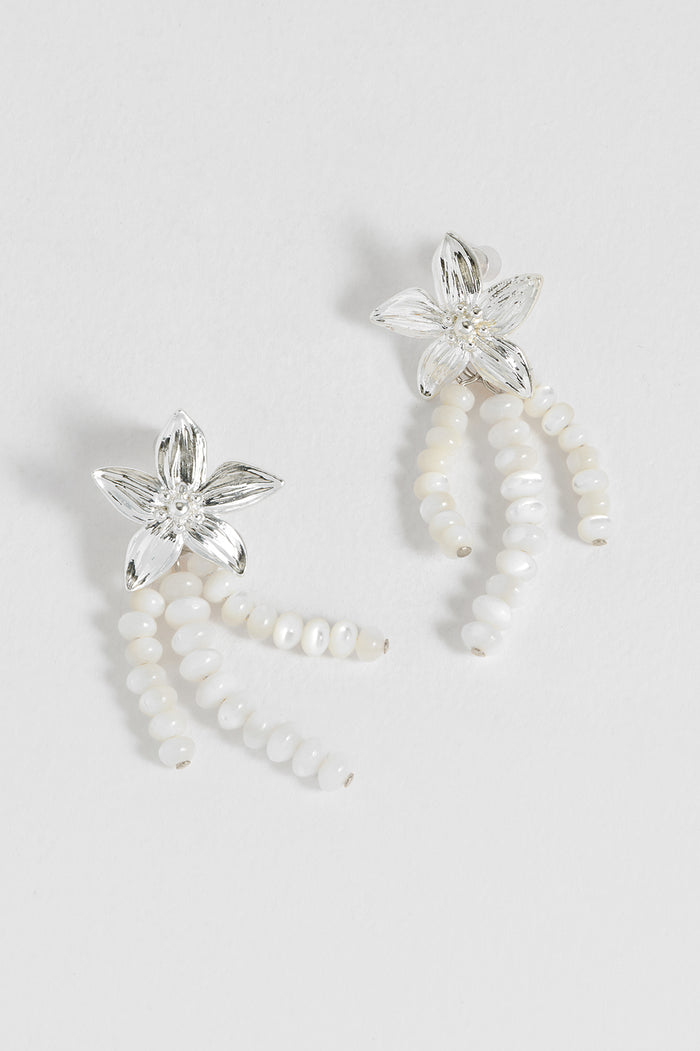 Flower Pearl Drop Earrings
