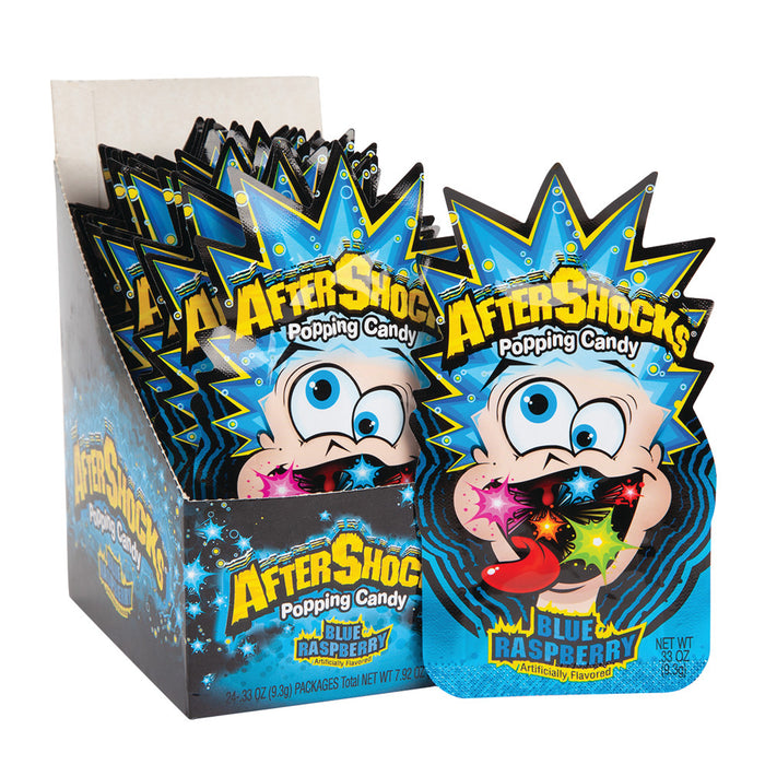 Foreign Candy Aftershocks Blue Raspberry Mini Popping Candy - 24 Count