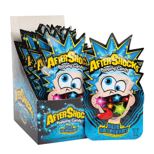 Foreign Candy Aftershocks Blue Raspberry Mini Popping Candy - 24 Count