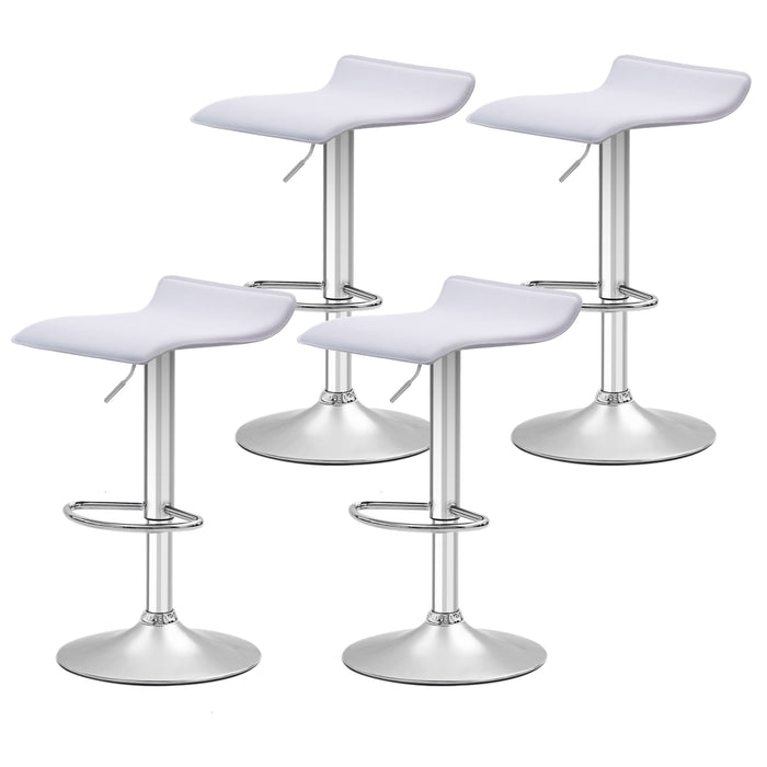 Four Craig Bar Stools Gas Lift Chrome White by Urban Style