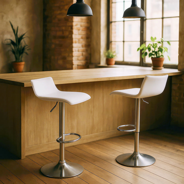 Four Craig Bar Stools Gas Lift Chrome White by Urban Style