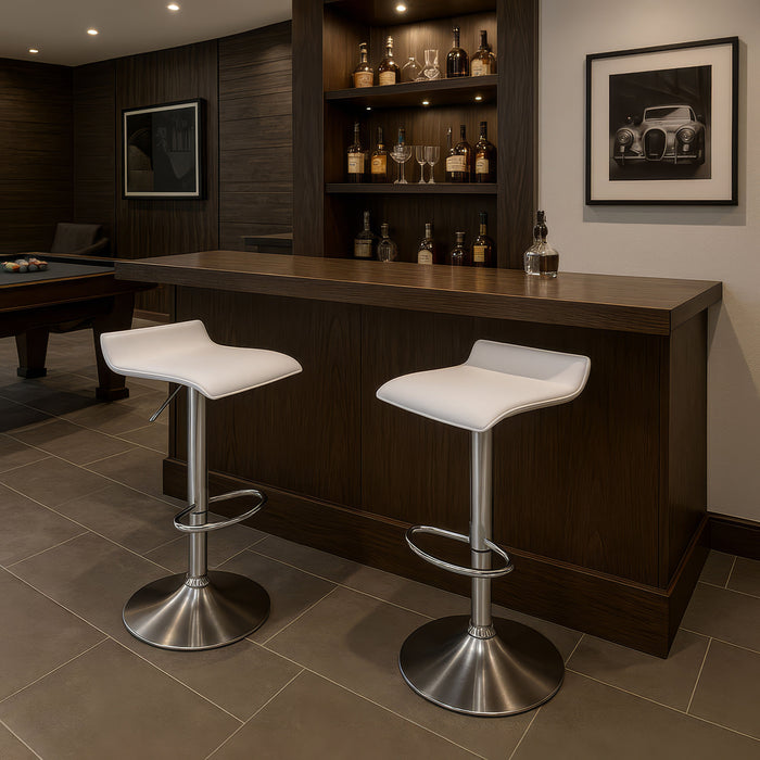 Four Craig Bar Stools Gas Lift Chrome White by Urban Style