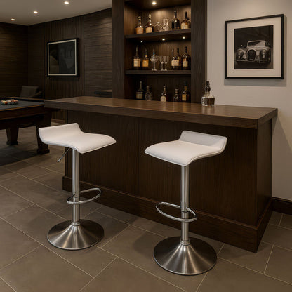 Four Craig Bar Stools Gas Lift Chrome White by Urban Style