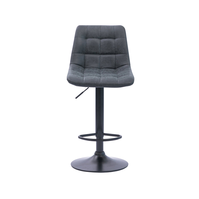 Four Harry Bar Stools Gas Lift Black Metal Grey PU by Urban Style