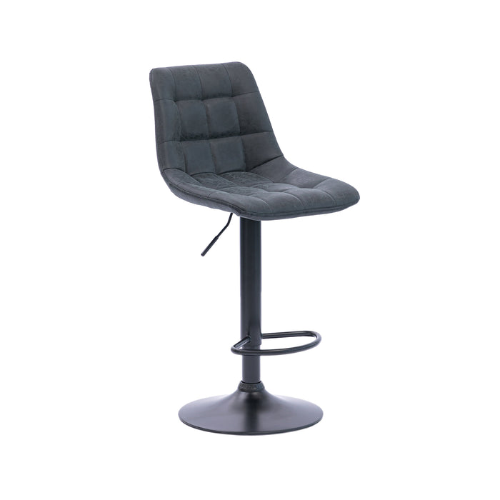 Four Harry Bar Stools Gas Lift Black Metal Grey PU by Urban Style