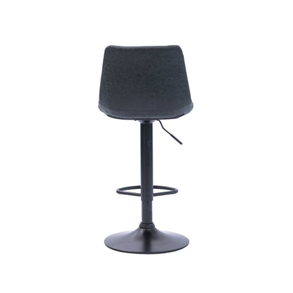 Four Harry Bar Stools Gas Lift Black Metal Grey PU by Urban Style