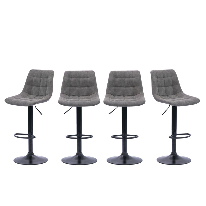Four Harry Bar Stools Gas Lift Black Metal Grey PU by Urban Style