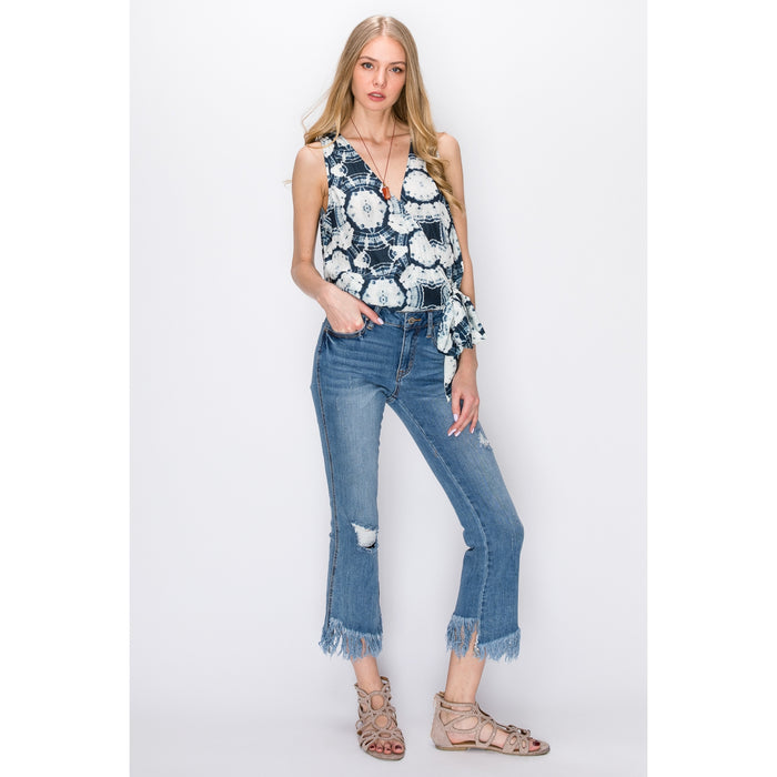 Frayed Hem Crop Jeans