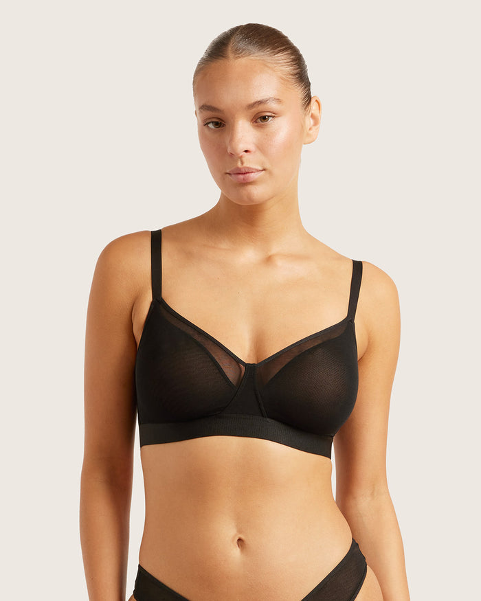 FreeMesh Full Bust Wireless Bra - Black