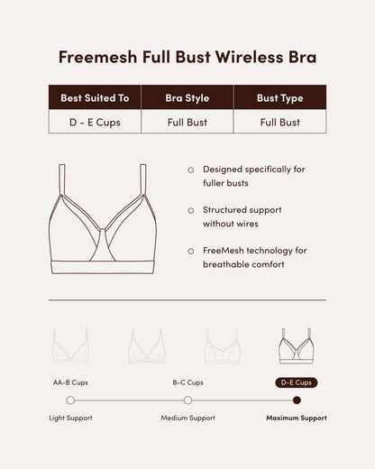 FreeMesh Full Bust Wireless Bra - Black
