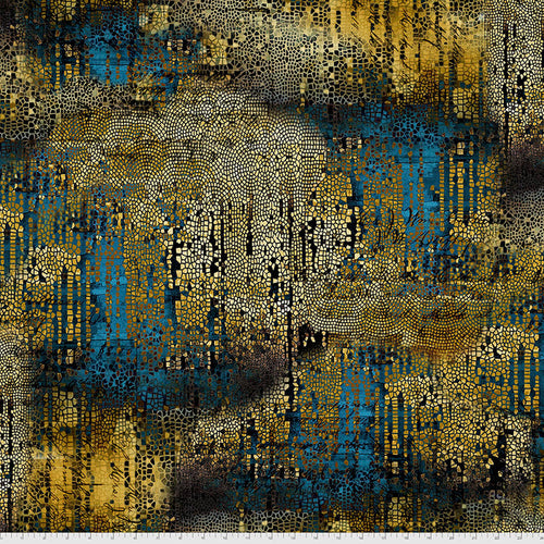 FreeSpirit Fabrics - Tim Holtz Abandoned II - Gilded Mosaic - Gold - PWTH140.GOLD - Sold by the Half Yard