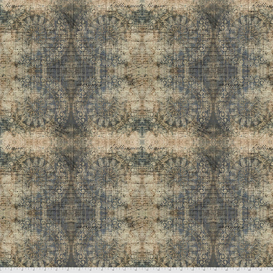 FreeSpirit Fabrics - Tim Holtz Abandoned II - Muted Medallions - Indigo - PWTH141.INDIGO - Sold by the Half Yard