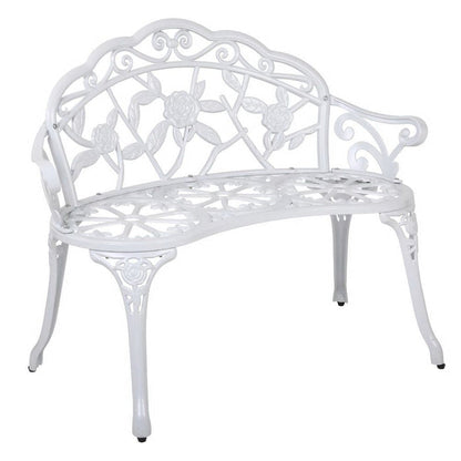 Gardeon Outdoor Garden Bench Seat 100cm Cast Aluminium Outdoor Patio Chair Vintage White -Home Living Store - -