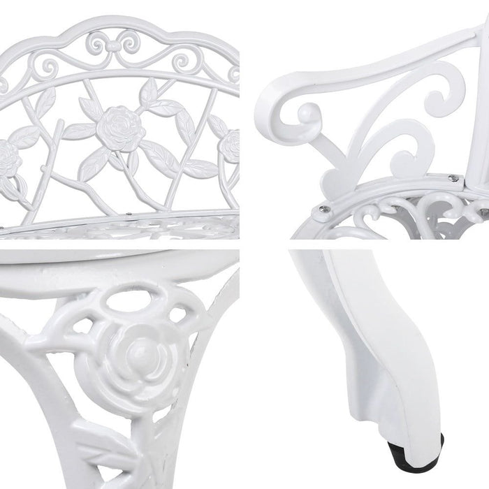 Gardeon Outdoor Garden Bench Seat 100cm Cast Aluminium Outdoor Patio Chair Vintage White -Home Living Store - -