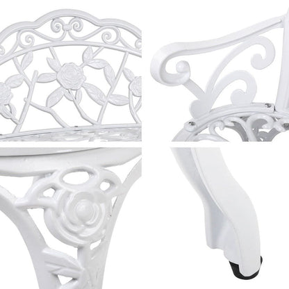 Gardeon Outdoor Garden Bench Seat 100cm Cast Aluminium Outdoor Patio Chair Vintage White -Home Living Store - -
