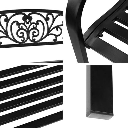 Gardeon Outdoor Garden Bench Seat Steel Outdoor Furniture 3 Seater Park Black -Home Living Store - -