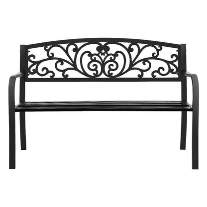 Gardeon Outdoor Garden Bench Seat Steel Outdoor Furniture 3 Seater Park Black -Home Living Store - -