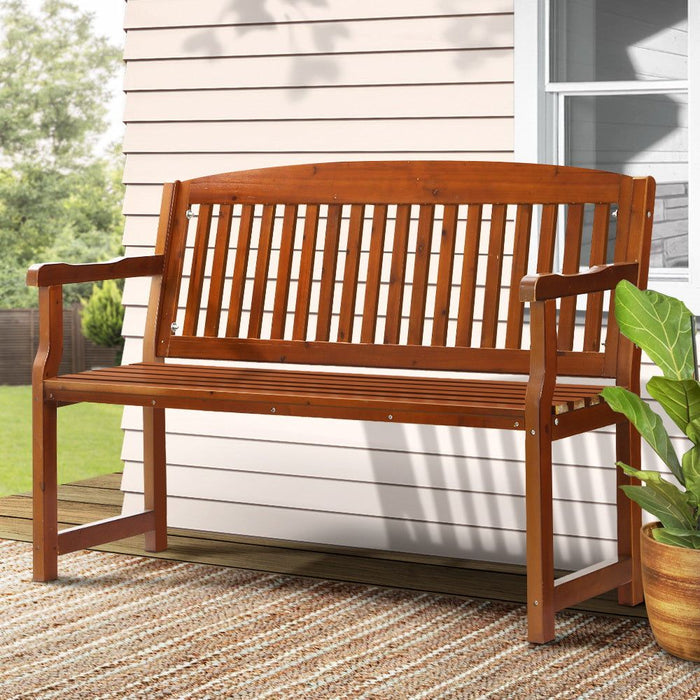 Gardeon Outdoor Garden Bench Wooden 2 Seater Lounge Chair Patio Furniture Brown -Home Living Store - -