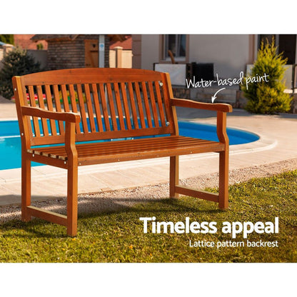 Gardeon Outdoor Garden Bench Wooden 2 Seater Lounge Chair Patio Furniture Brown -Home Living Store - -