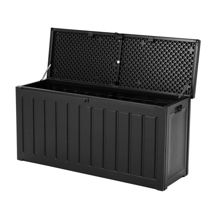 Gardeon Outdoor Storage Box 240L Container Lockable Garden Bench Tool Shed Black -Home Living Store - -