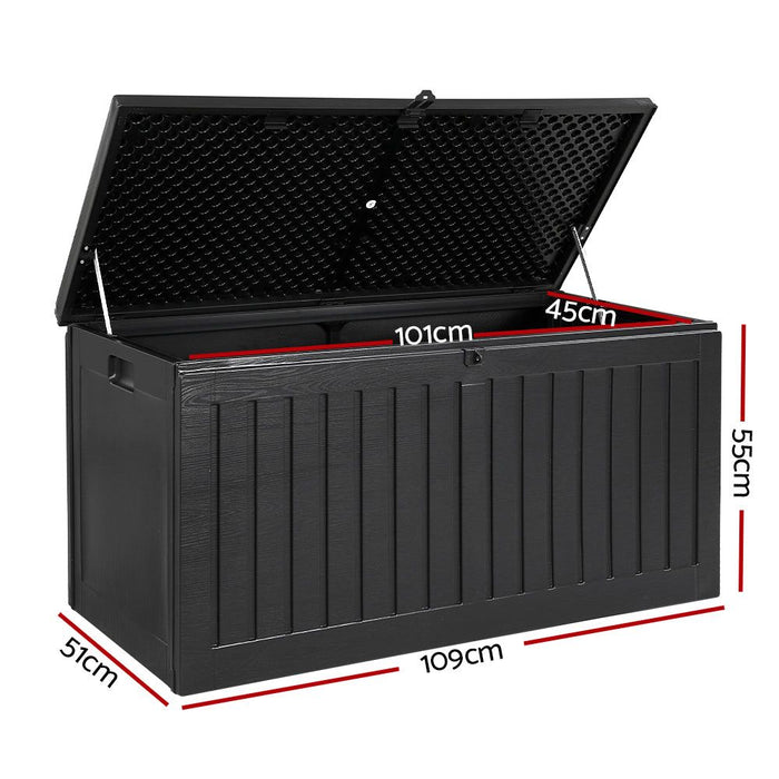 Gardeon Outdoor Storage Box 270L Container Lockable Garden Bench Tool Shed Black -Home Living Store - -
