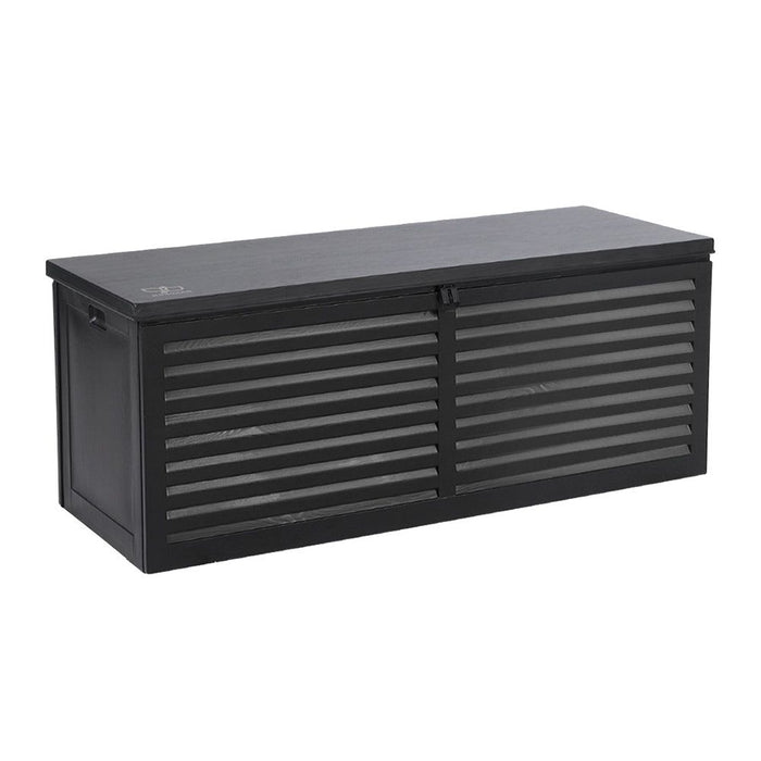 Gardeon Outdoor Storage Box 390L Container Lockable Garden Bench Shed Tools Toy All Black -Home Living Store - -