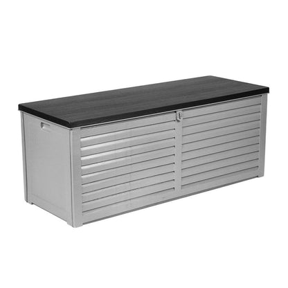 Gardeon Outdoor Storage Box 390L Container Lockable Garden Bench Tools Toy Shed Black -Home Living Store - -